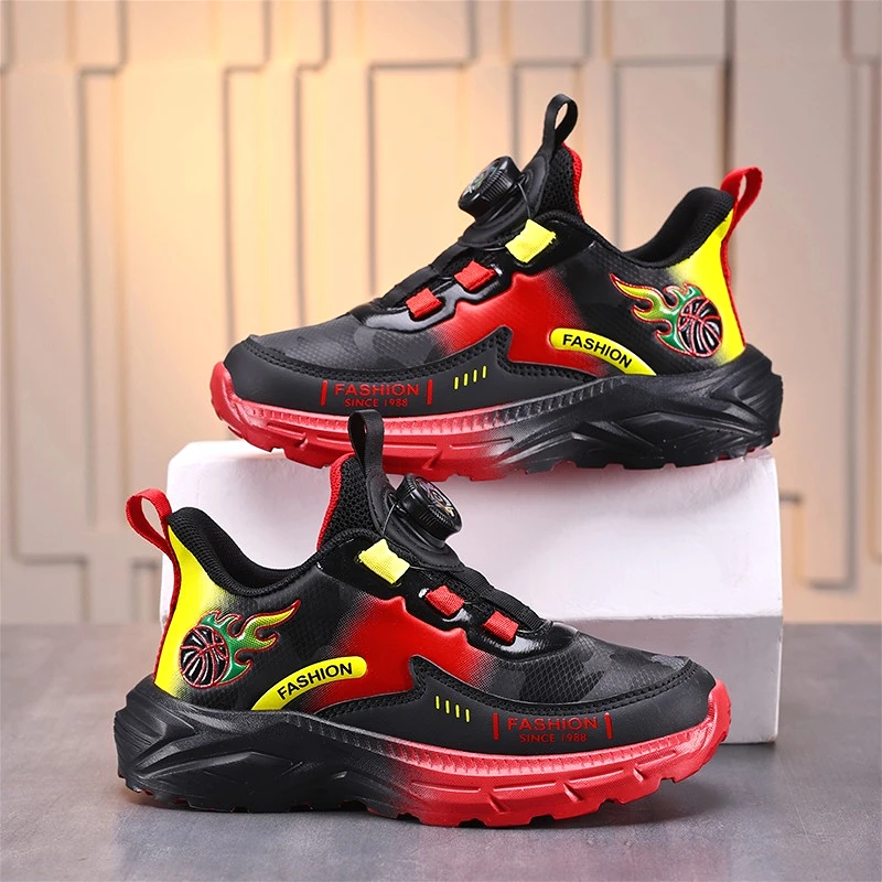 

New Childrens Boy Sneakers Fashion Breathable Mesh Kids Sport Footwear Lightweight Shock Absorbing Luxury Design Boy Casual Shoe