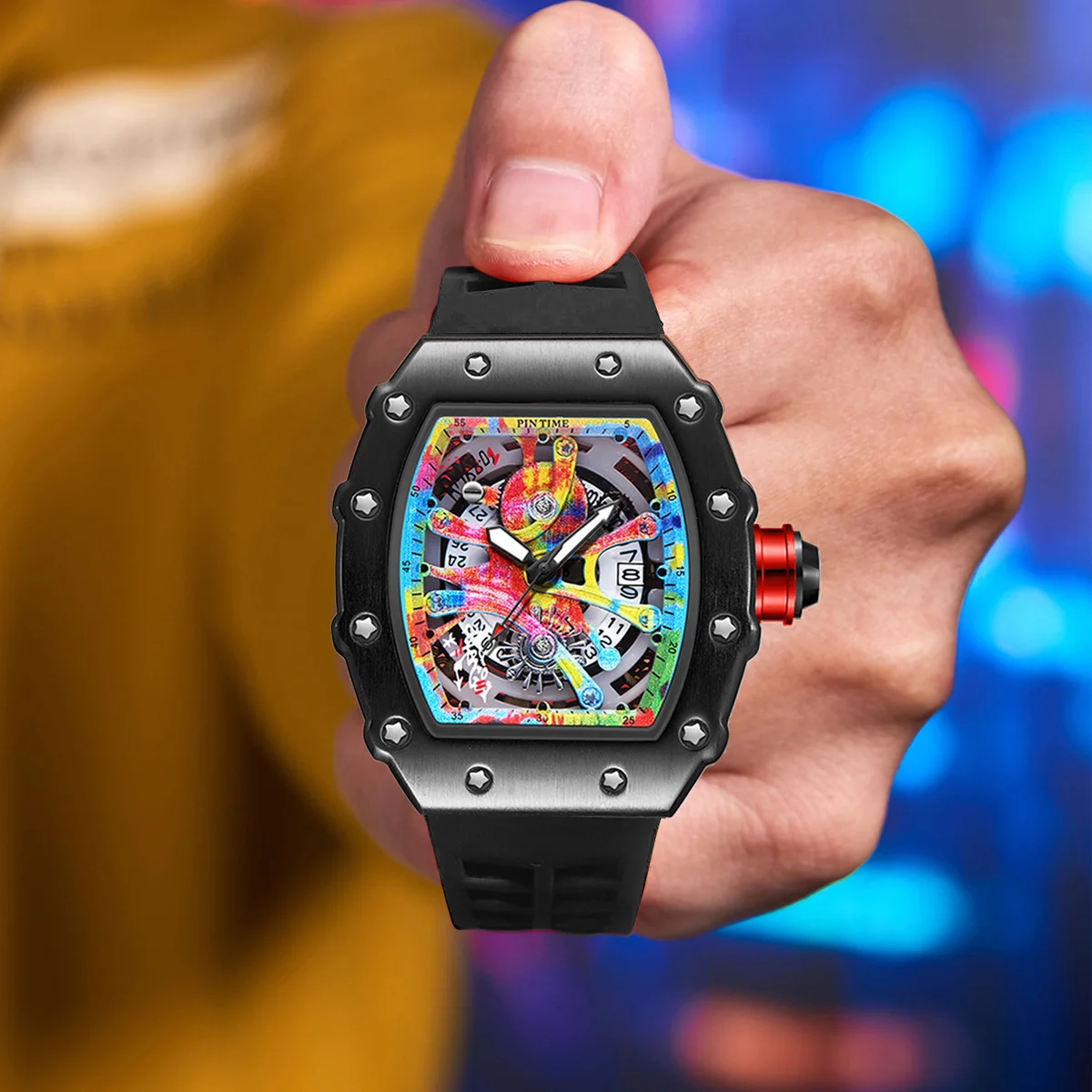 ساعات رجالية رائعة جديدة فاخرة موضة سيليكون تونيو ساعة الهيكل العظمي مقاوم للماء كوارتز ساعات المعصم ساعة Relogio Masculino