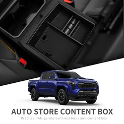 Car Armrest Storage Box for Toyota Tacoma 2024 2025 Center Console Tray Organizer Interior Accessories Tidying Black