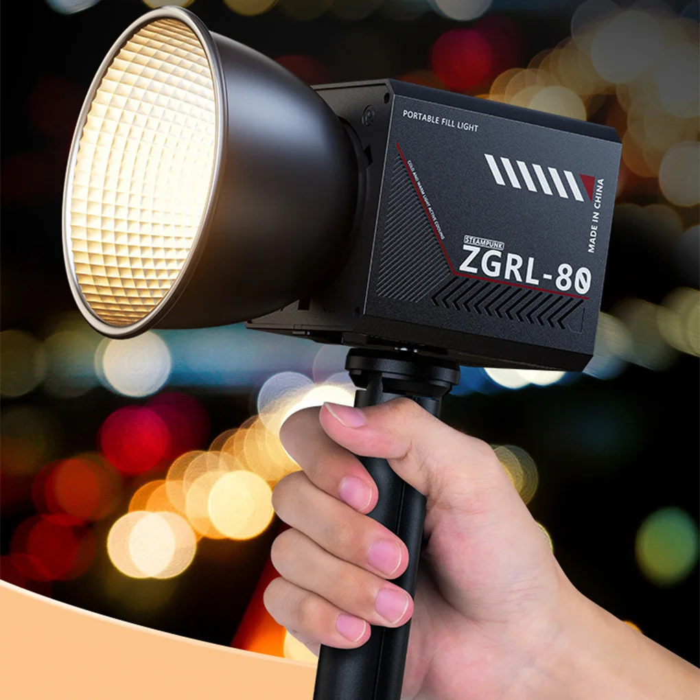 80w-バイカラー-cob-ビデオライト、10000mah-バッテリー付き-2500k-6500k-cri≥95-写真撮影-ライブストリーミング用スタジオライト