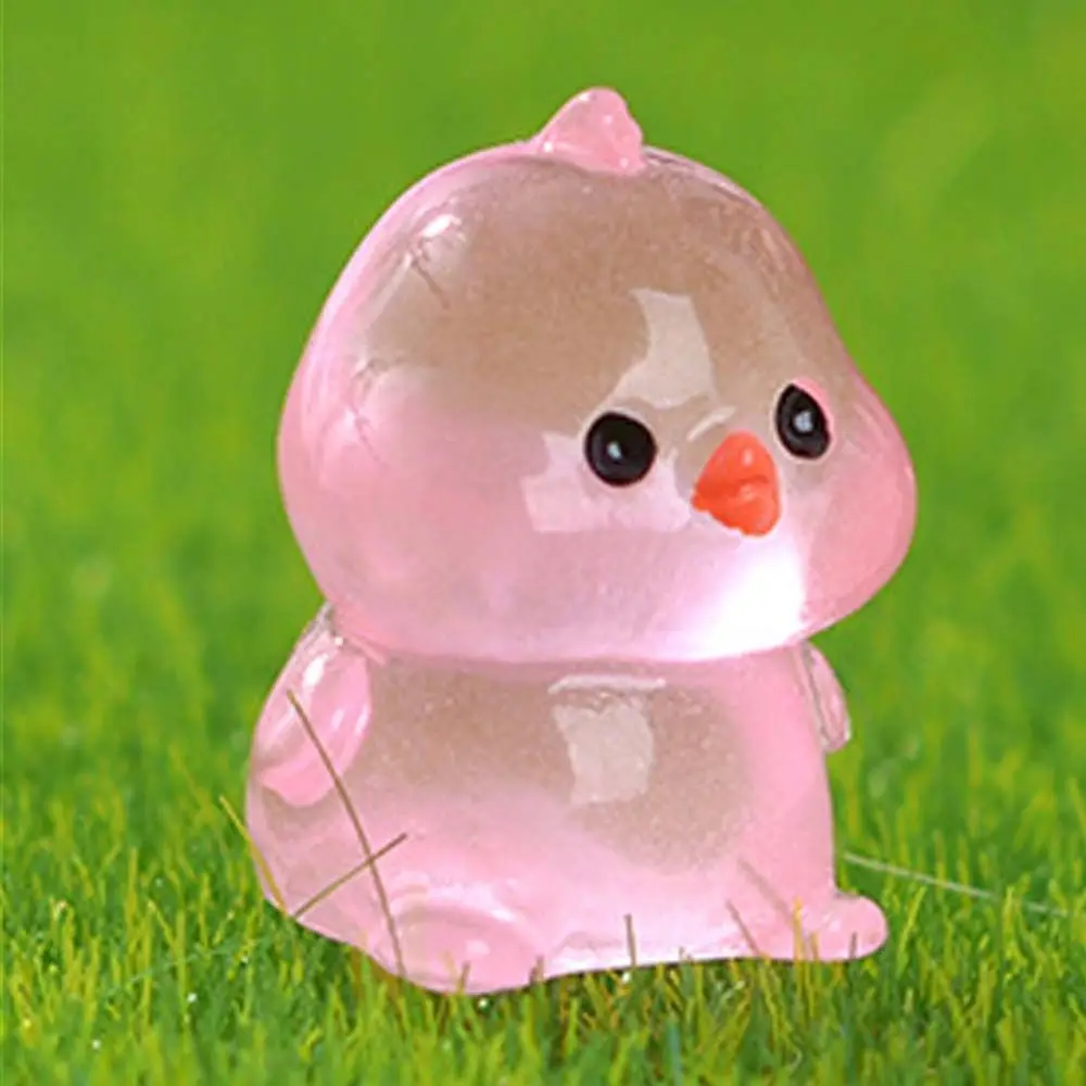 Cartoon Luminous Chick Figurines Glow in Dark Resin Crafts Chick Figurines Miniatures Cute DIY Mini Chick Statue