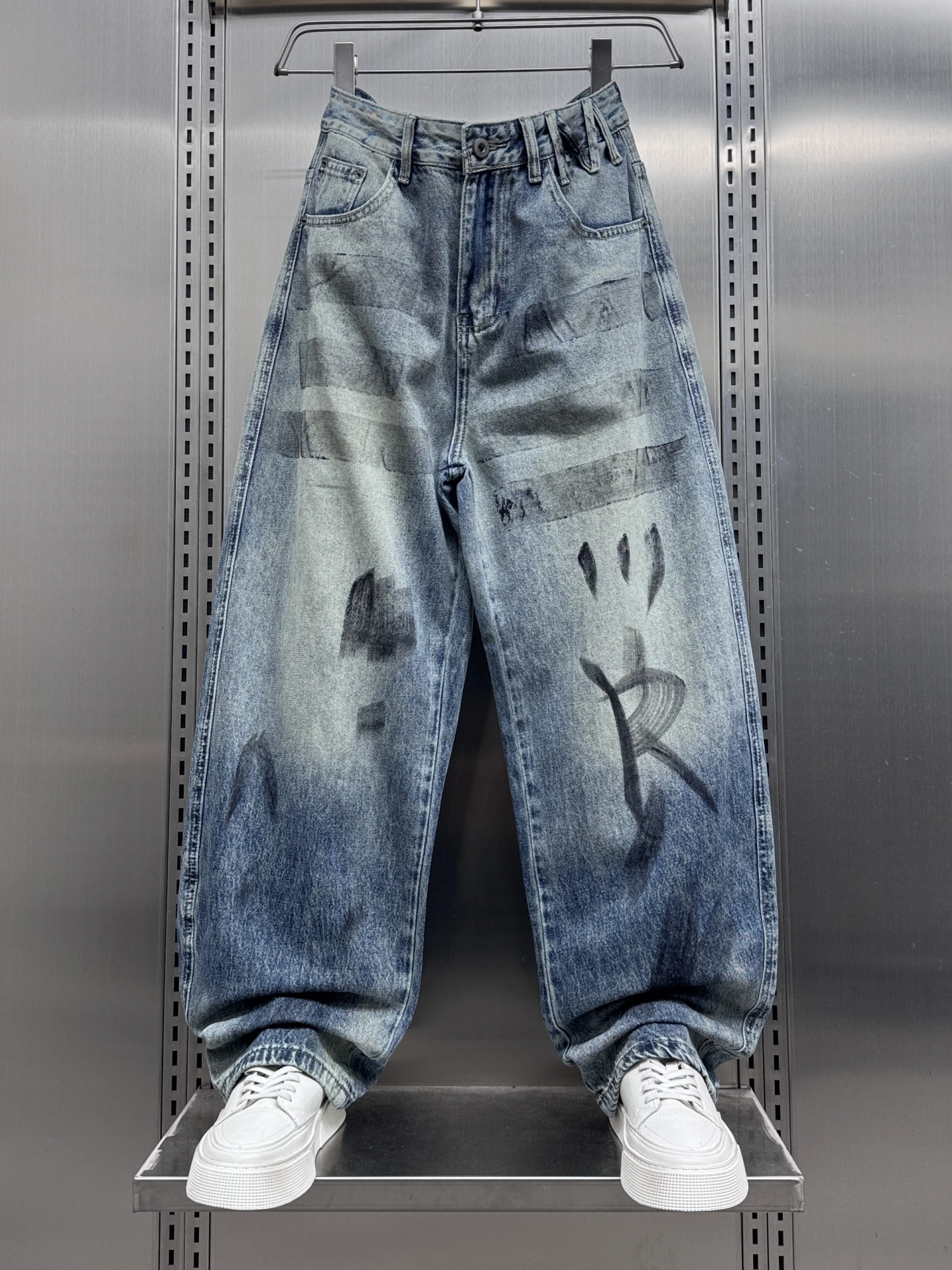 

Американские повседневные джинсы в стиле ретро с широкими штанинами, модные мужские брюки свободного кроя, прямые брюки-ледири, молодежная одежда, длинные брюки, новинка весенней коллекции