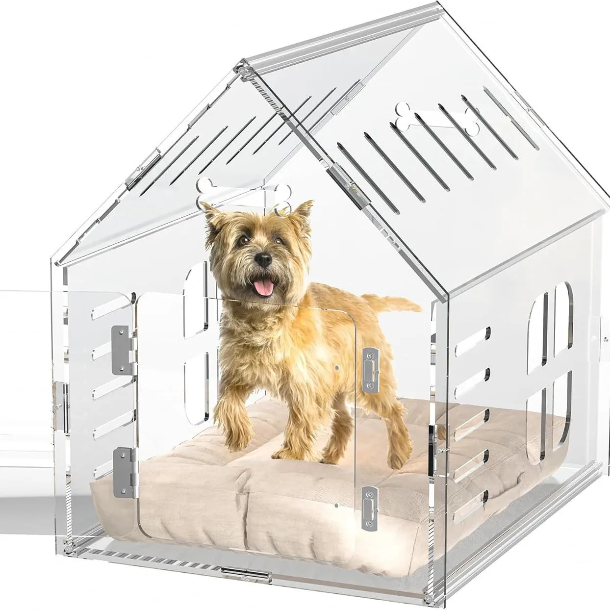 Acrylic doghouse transparent interior crate with lockable ventilation design transparent small to medium kennel furniture