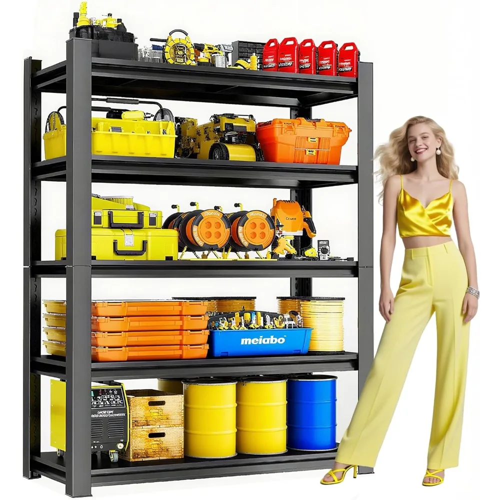 

Металлический стеллаж для гаража 72 дюйма, 3000 фунтов, сверхпрочный, 5-ярусный, регулируемый, на заказ