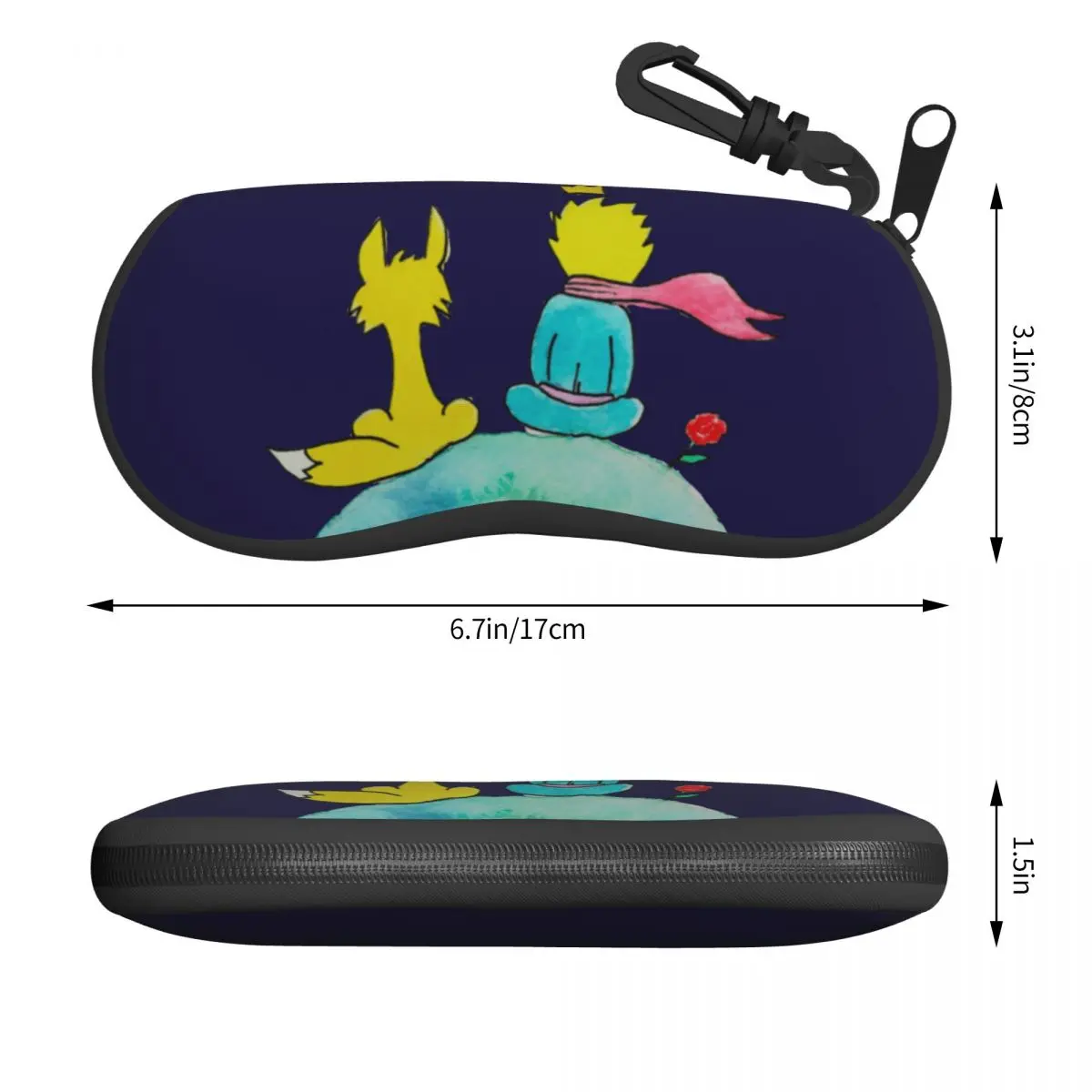 Little Prince And Fox Horizontal Glasses Case Anime Character	 Male Female Zip Sunglasses Pouch Cute Pocket Eyeglasses Accessory