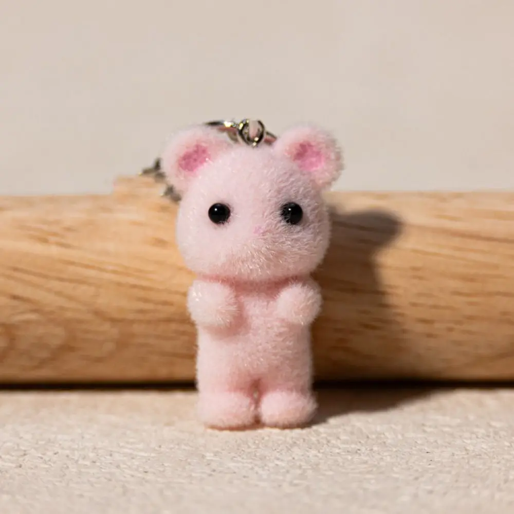 Cute Cartoon Resin Mouse Keychain Creative Fashion Flocking Animals Keyring Couple Keychain Bag Accessories