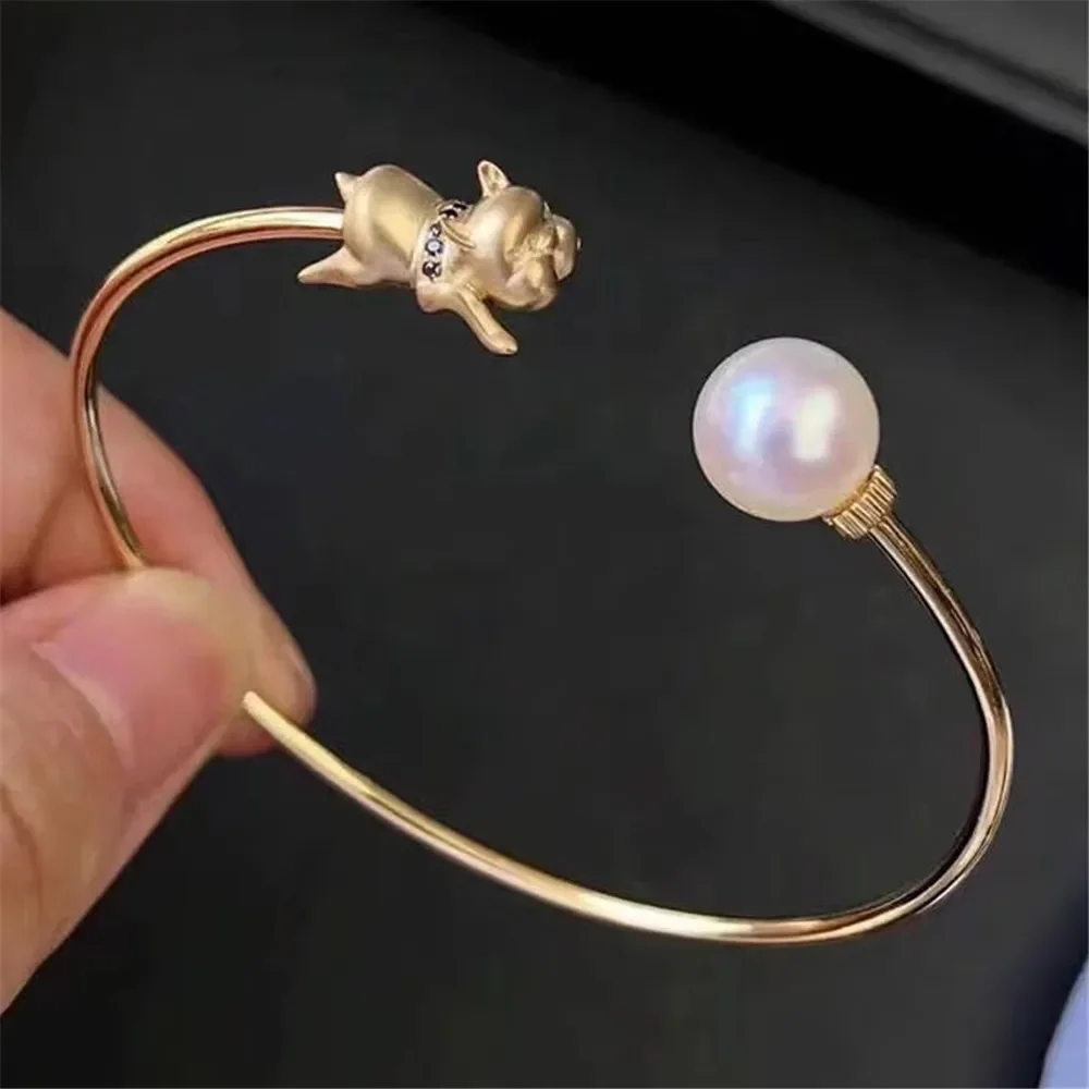 

DIY Pearl Accessories S925 Sterling Silver Jewelry K Gold Craft Puppy Bracelet Empty Female Fit 8-11mm Beads S123