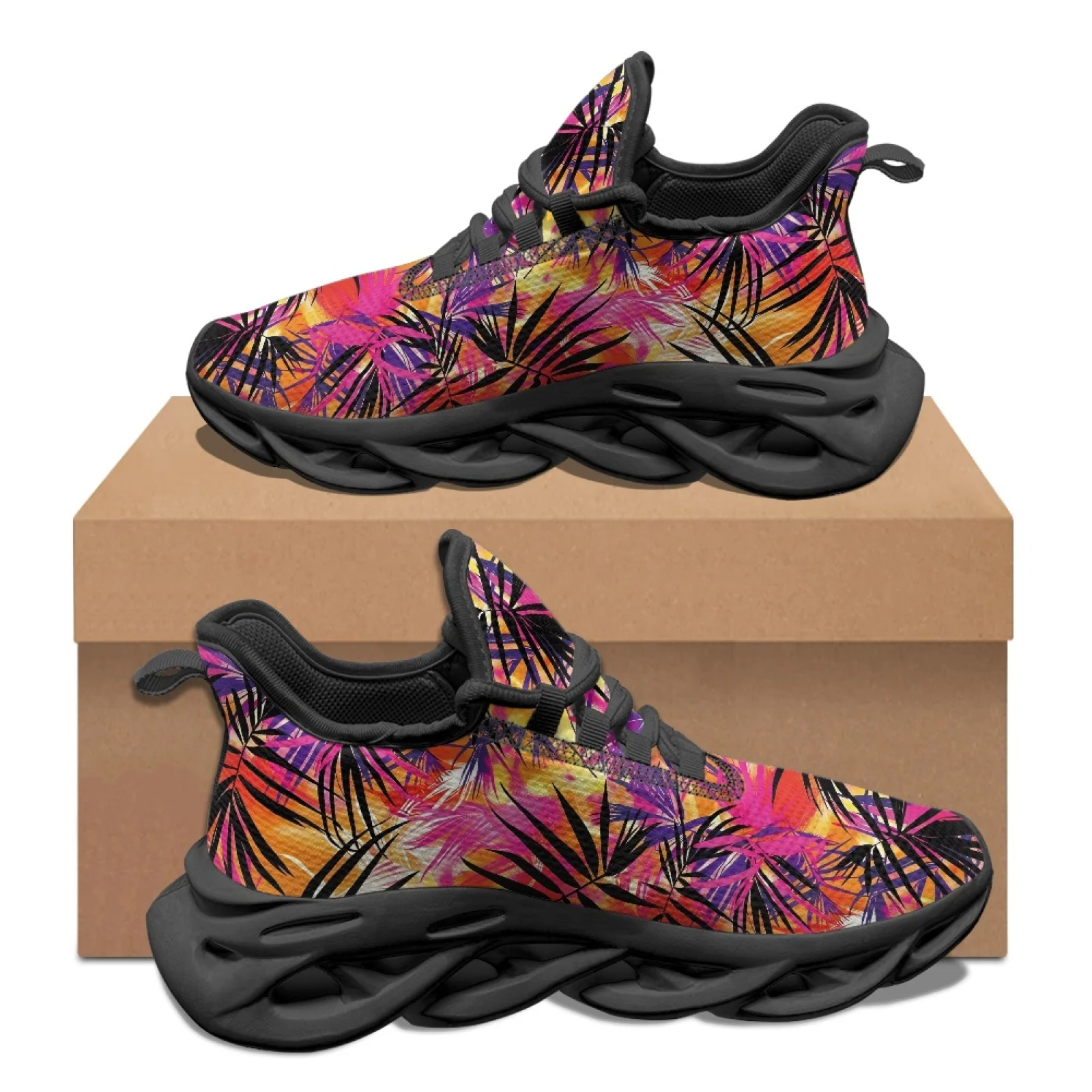 PENSTROLL Leaf Print Comfort Fit Fashion Sneakers Athletic Shoes for Men Non Slip Men's Running Shoes