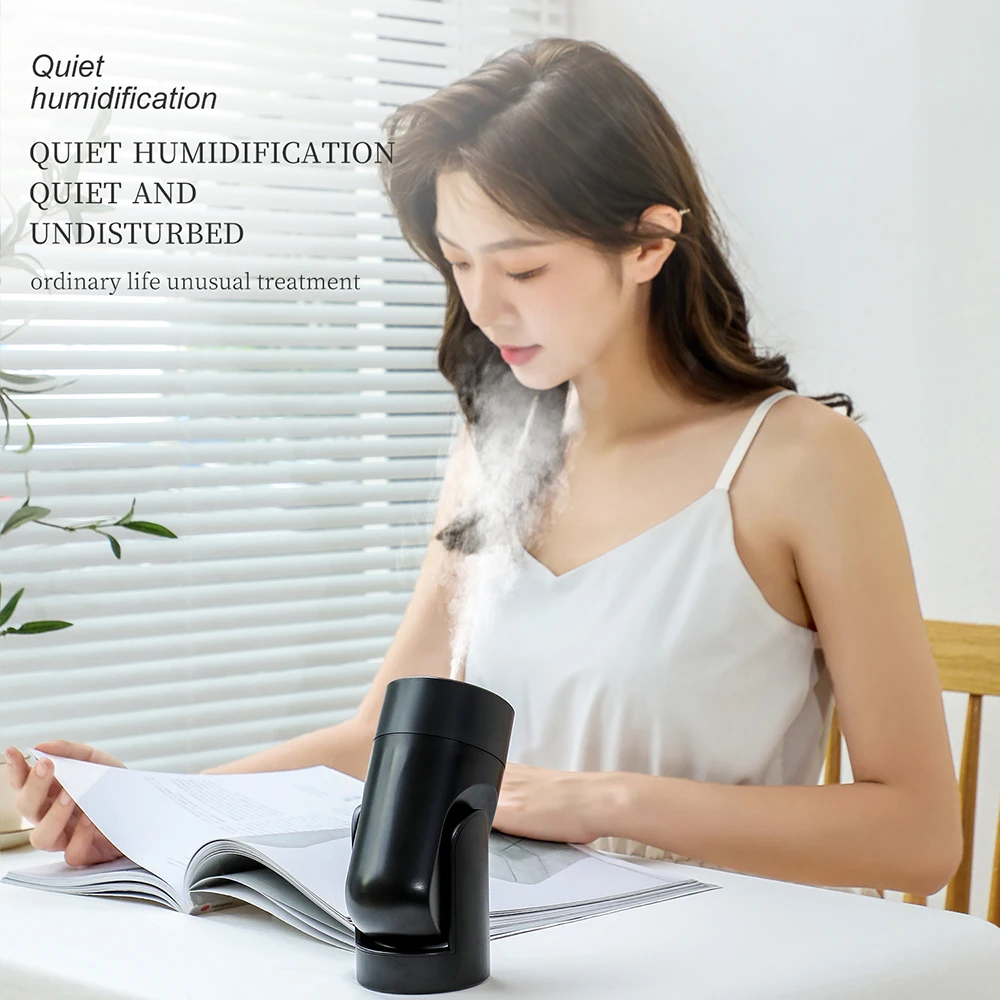 Mini Humidifier USB Car Air Humidifier Essential Oils Diffuser 180° Rotation Portable Small Ambient LED Lamp Light for Room Home