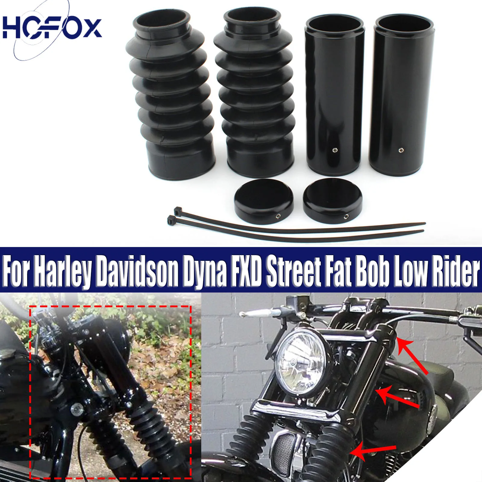 

Motorcycle Front Fork Boot Slider Shock Leg Cover Absorber Rubber Tube Cap For Harley Davidson 2018-2024 Softail Street Bob
