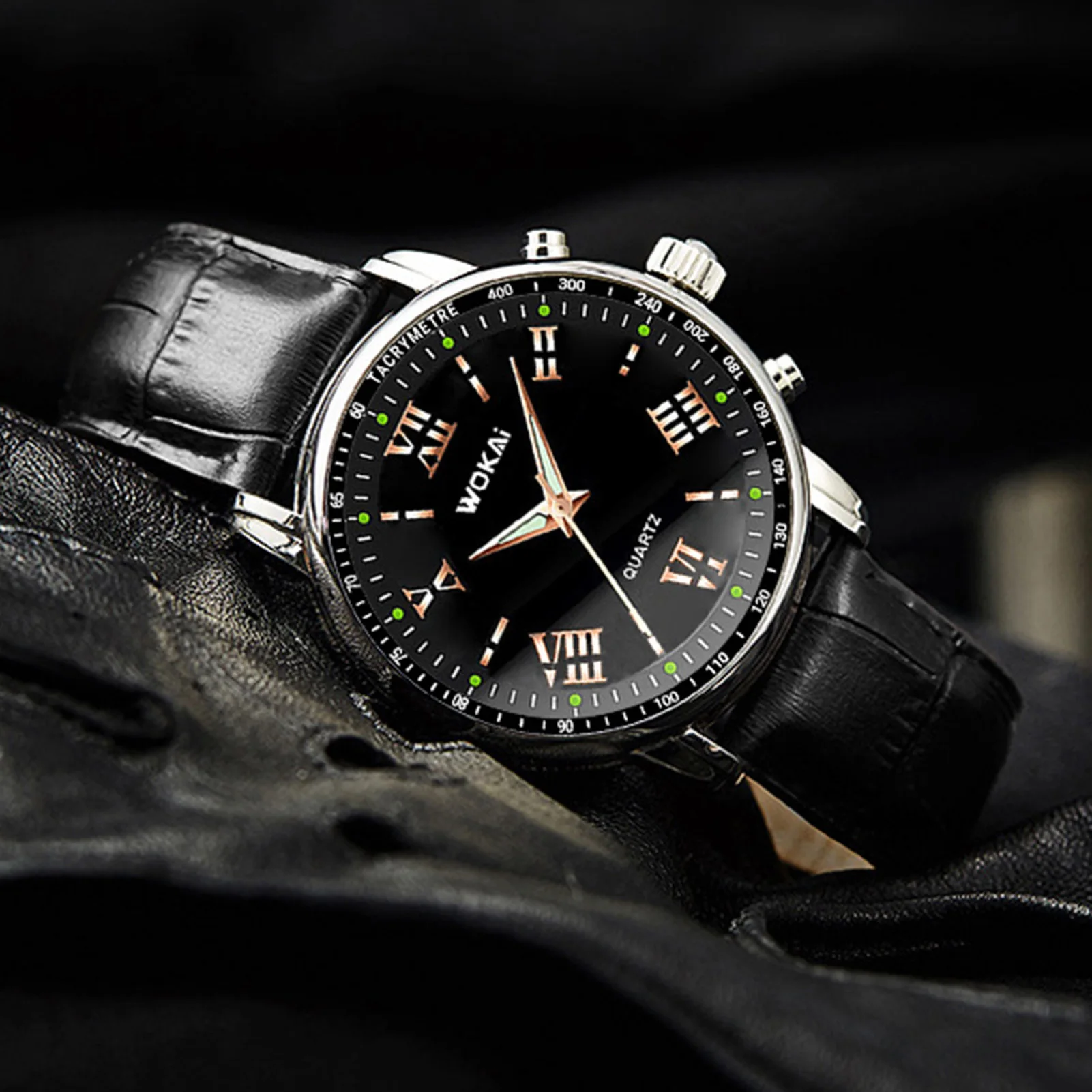 Business Quartz Sports Mens Watch PU Leather Strap Analog Digital Display Date Function Business Sport Watch