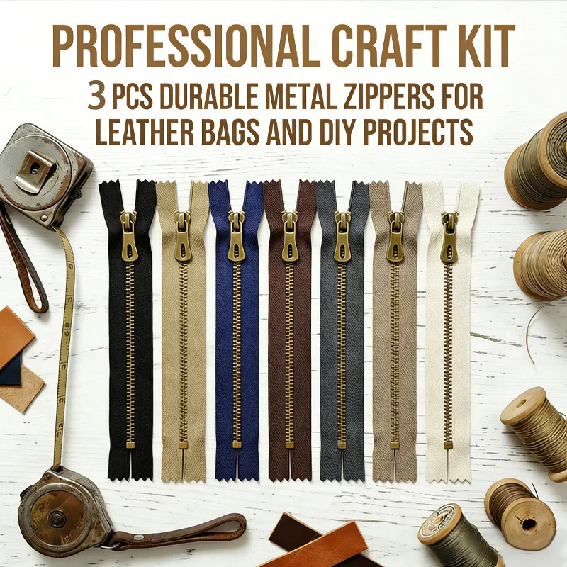 3pcs 3# Metal Antique Bronze Short Zipper for Bag Leather Craft DIY Y Tooth Durable Sewing Supplies