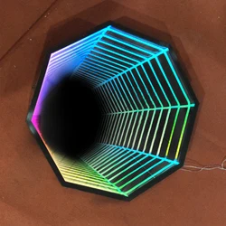Aangepast logo 3D-bord LED Ronde spiegel Oneindige spiegel acryl neonlicht duizend laag afgrond spiegeldecoratie slaapkamer
