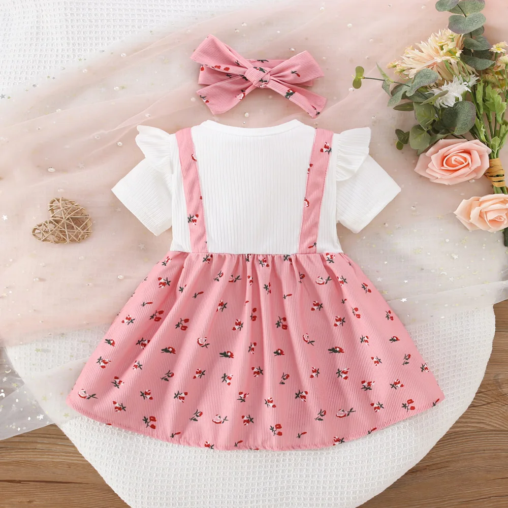 0-3 year old girls summer short sleeved floral baby princess dress