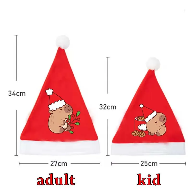 Czapka Świąteczna Kapibara Kawaii dla Dorosłych i Dzieci, Czapka Świętego Mikołaja, Cosplay, Kreskówka Anime, Czerwone Czapki Świąteczne, Nakrycie Głowy na Boże Narodzenie, Prezenty 2025