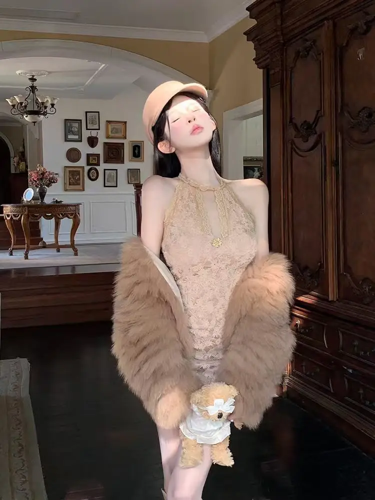 Dresses Womens Pink Spring Modal Ditsy Cropped Smocking Tied Waist H-Line Picnic Mori Pastoral Literary Artistic Gentle Soft Fit