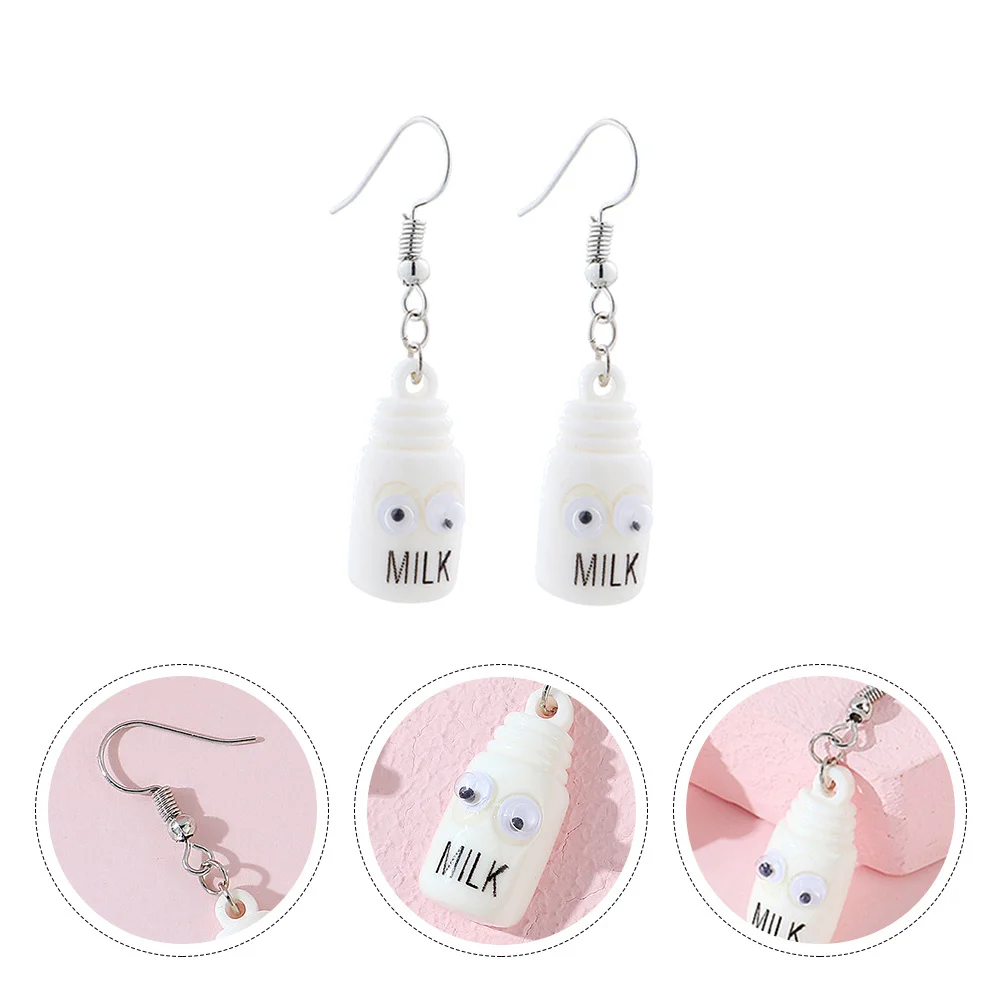 1 زوج الأبيض زجاجة الحليب الأقراط هندسية استرخى النساء الأذن ترصيع الأزياء والمجوهرات ديكور للاستخدام اليومي