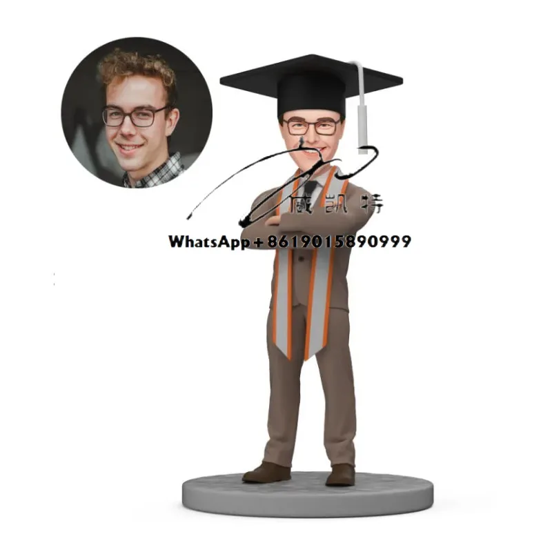 100% Pure Handmade Male Graduation Clay Crafts Custom Artificial Style for Birthday Gift Souvenir