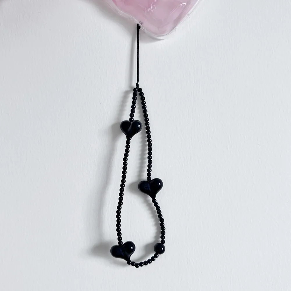 

Цепочки для мобильных телефонов с бантом из смолы в форме сердца для женщин и девочек, телефонный ювелирный ремешок, ремешок из бисера, подвесной шнур