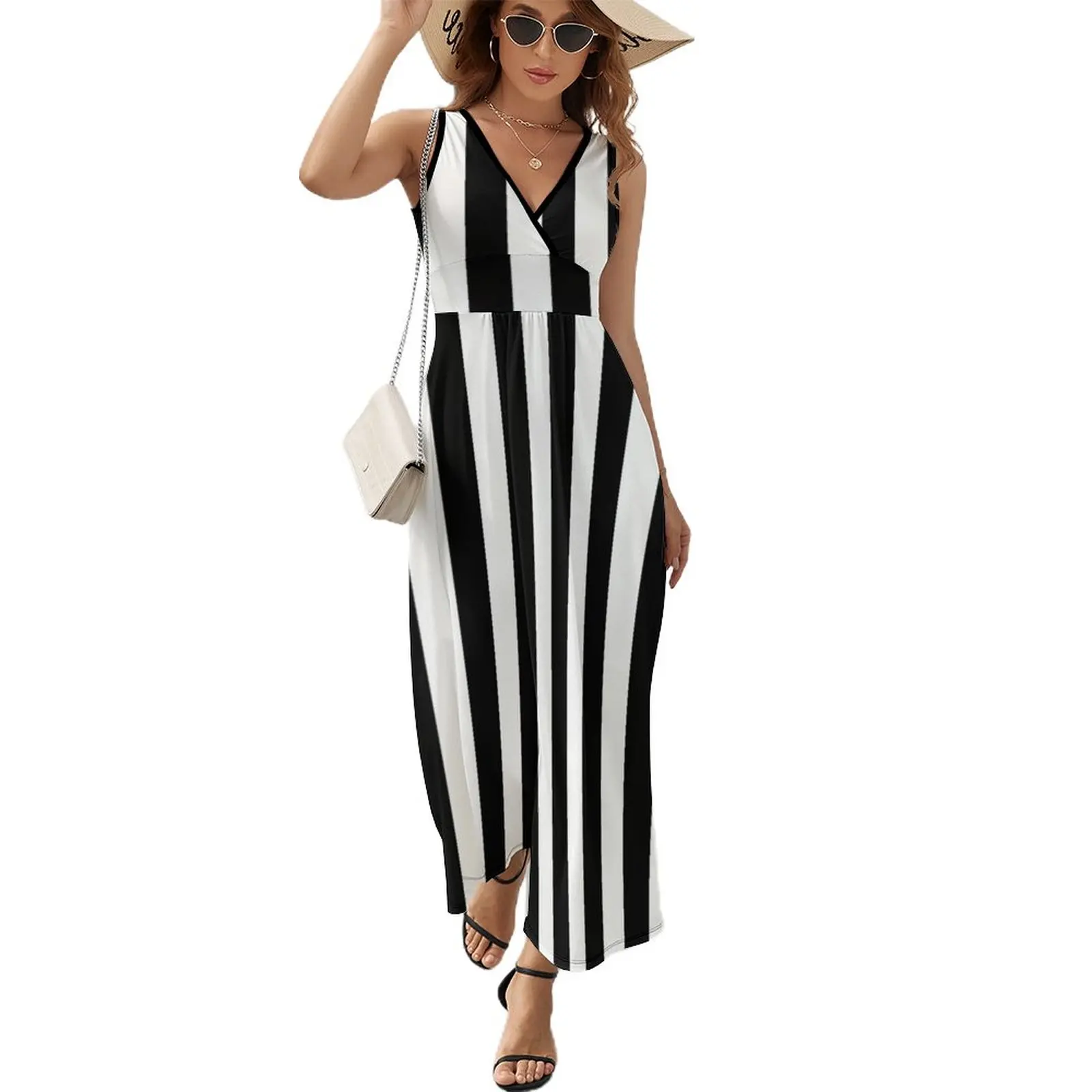 

Black & White Striped Dress Sleeveless Dress birthday dress for women luxury 2023 dresses for special events