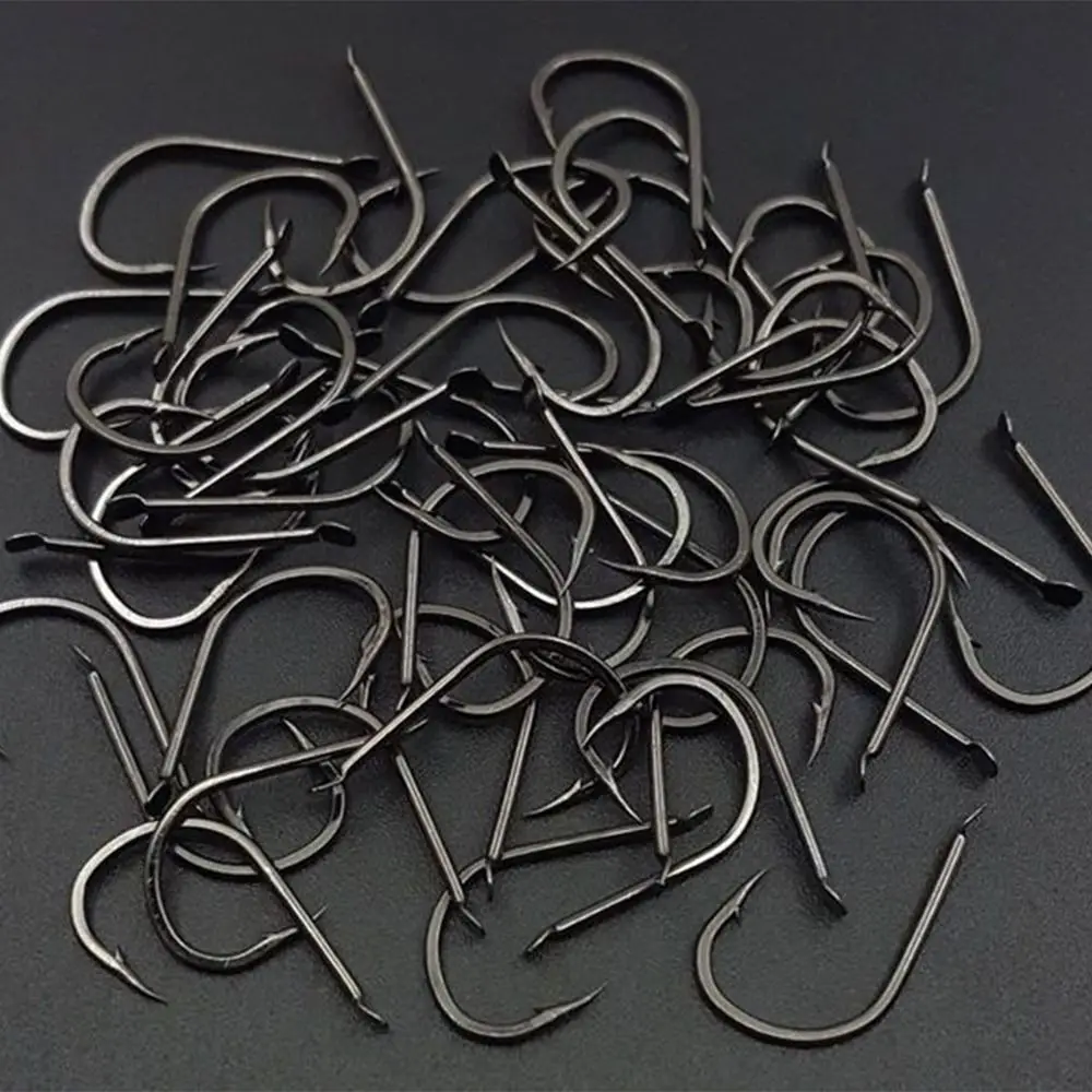1000Pcs Carbon Steel Fishing Hooks Set Size 3-12 Durable Fishing Fixed Hooks Fishing Tools Rustproof Barbed Fishing Hooks