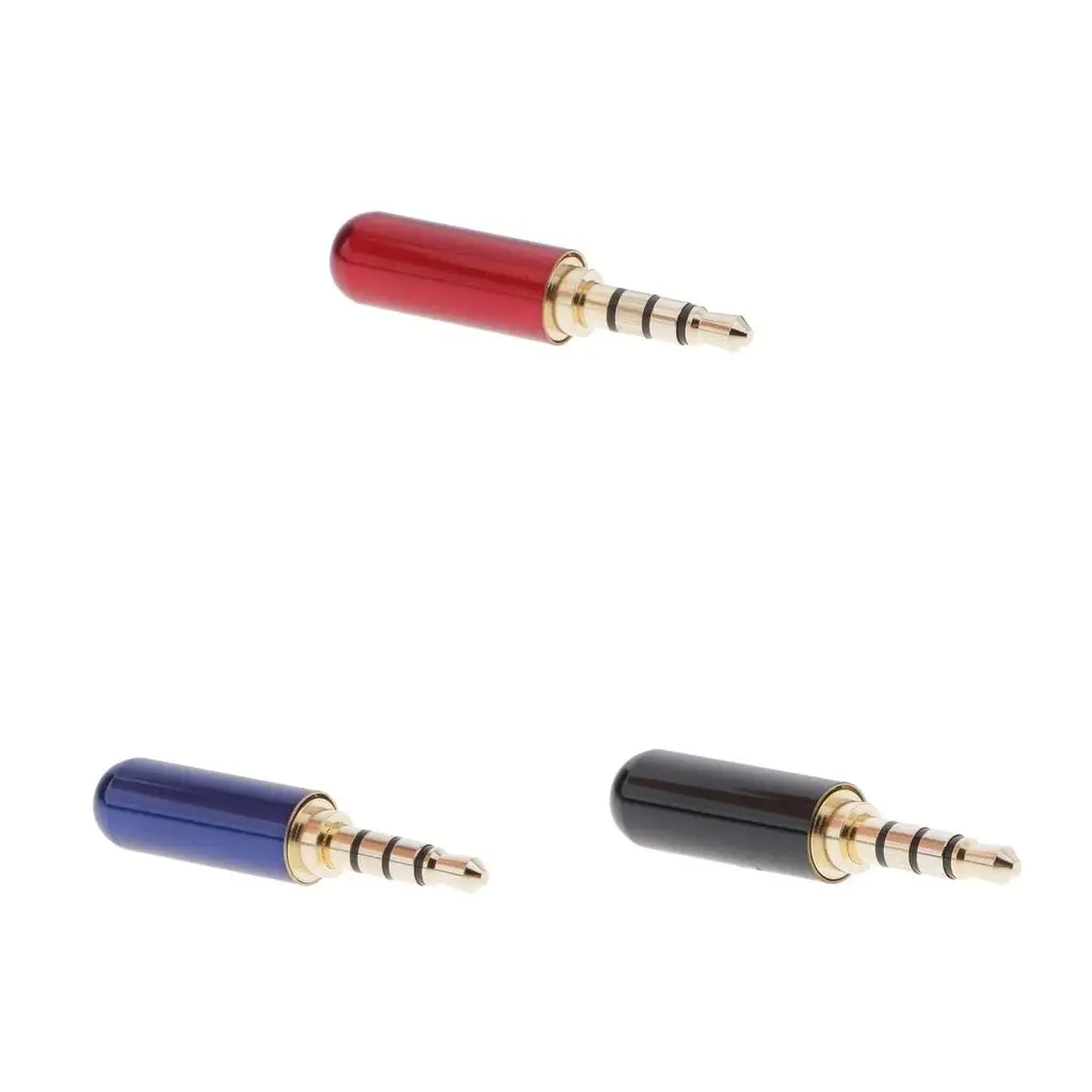 3.5mm 4 Pole Male Plug Tough Metal Jack Assembly for Audio Video PC Earphone Microphone Repair
