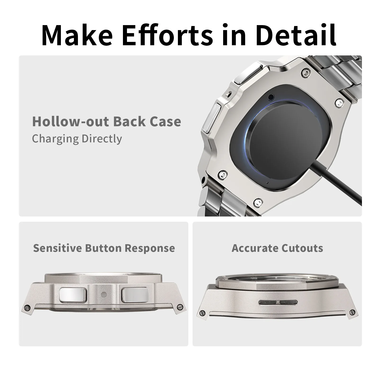 Kit de modificação de luxo para samsung watch 8 clássico 46mm caixa de metal faixa de borracha para relógio 8 40mm 44mm kit de reequipamento acessórios