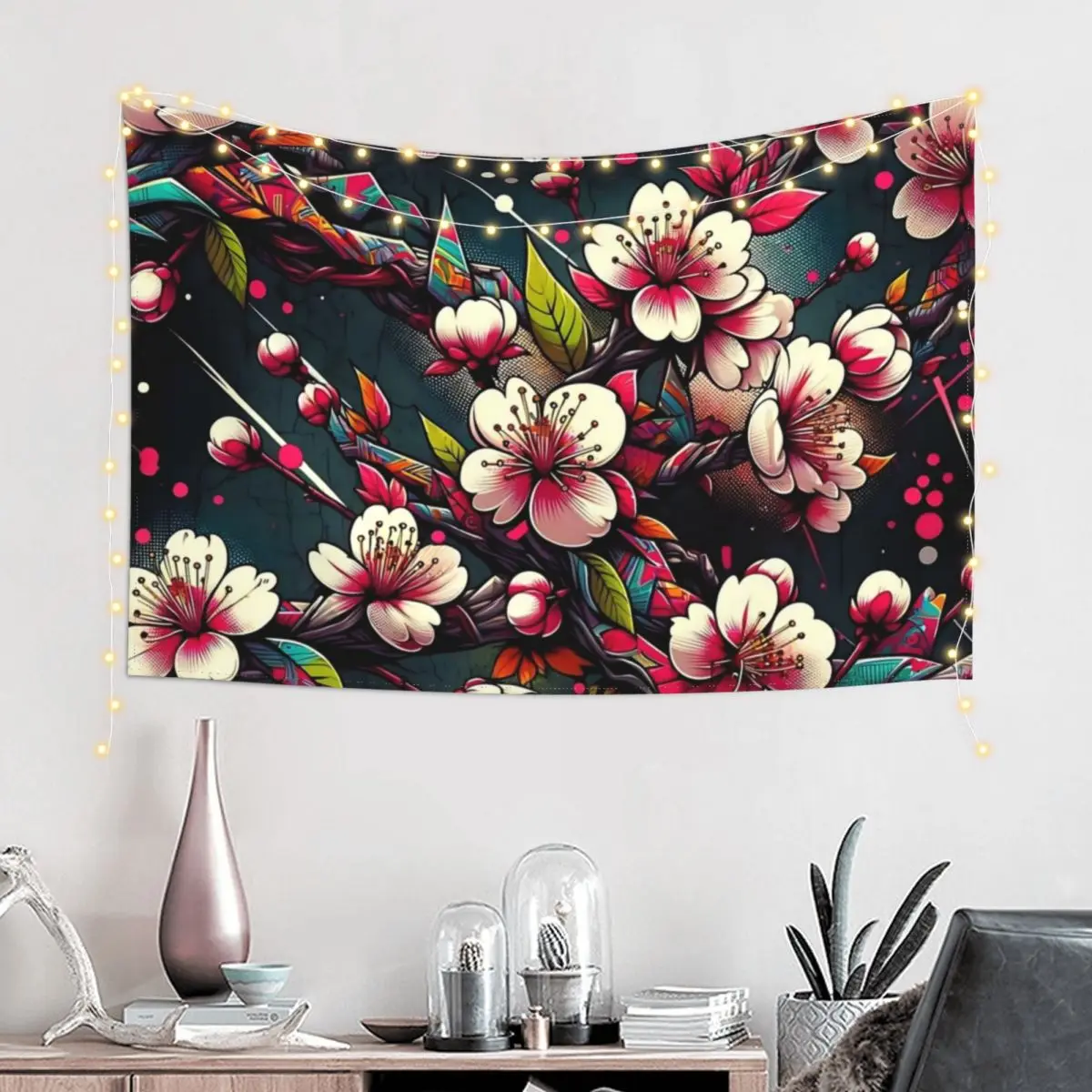 Blossoming Elegance - Timeless Cherry Blossom Pattern Tapestry For Bedroom Funny Decoration Home Tapestry