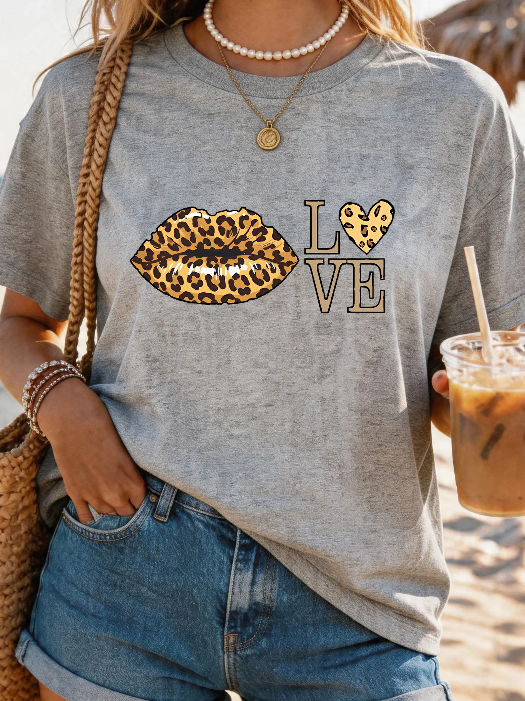 

Women's Large Size Printed round Neck Short Sleeve T-shirt 1-7XL Comfortable Casual Top in European Style