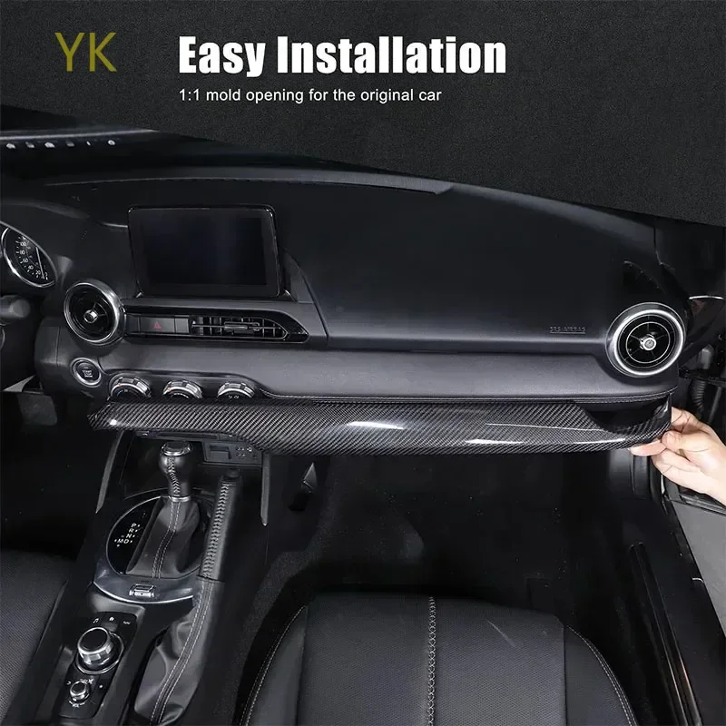 

For Fiat 124 Abarth 124 2016-2019 Real Carbon Fiber Car Center Console Panel Decorative Cover Interior Car Accessories