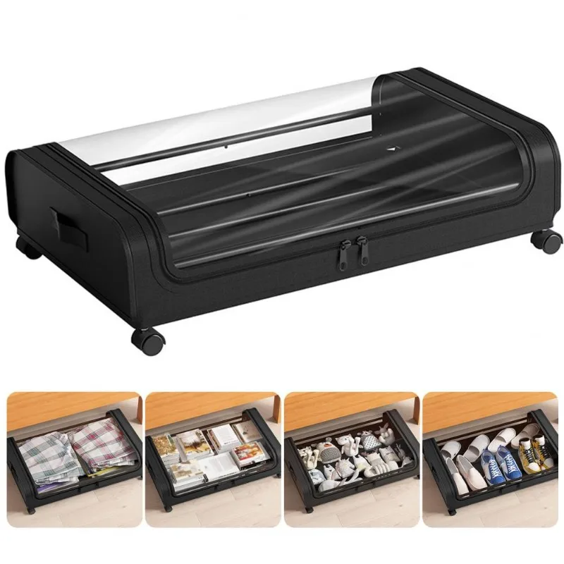 Practical Dirt-proof 1 Set under Bed Storage Organizer with Wheel Reusable Quilt Storage Box Convenient Household Supplies