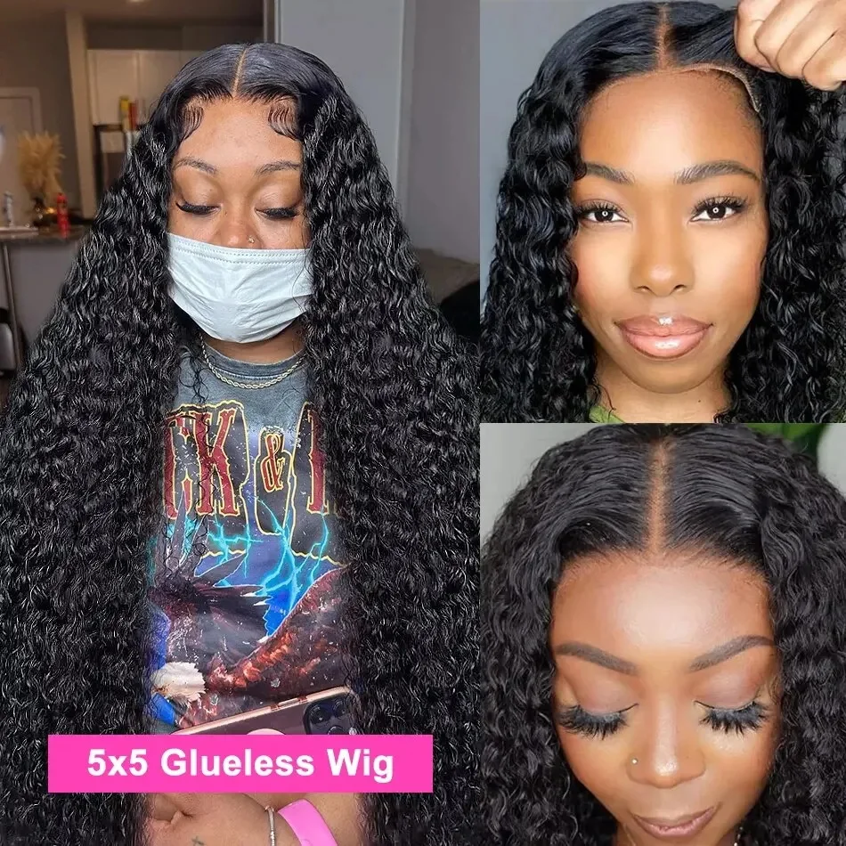 Brazilian Deep Wave Curly Wig, Lace Frontal Wig, Glueless Encerramento Perucas, Cabelo Humano, 13x6, 13x4, 13x4, 5x5, HD Lace, 30\