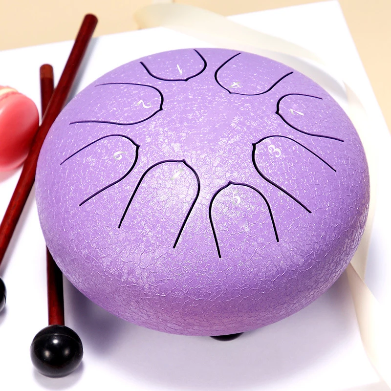 Hluru Glucophone Steel Tongue Drum 6 Inch 8 Notes Key D5 Ethereal Drum Tone Drum Percussion Musical Instrument
