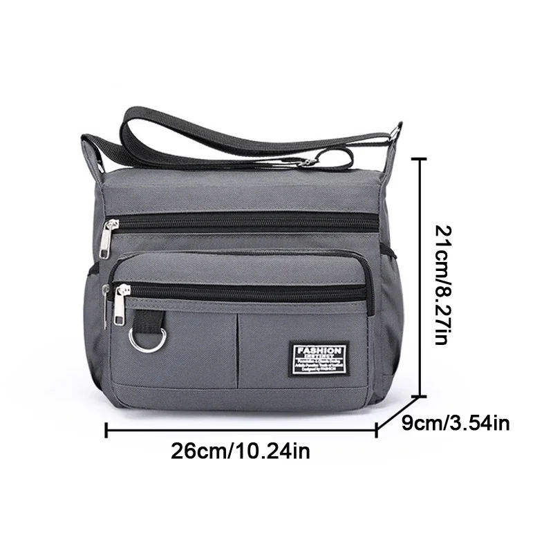 Grande capacidade multi bolso zíper masculino crossbody saco cinza simples oxford pano ao ar livre casual carry on mochilas masculinas