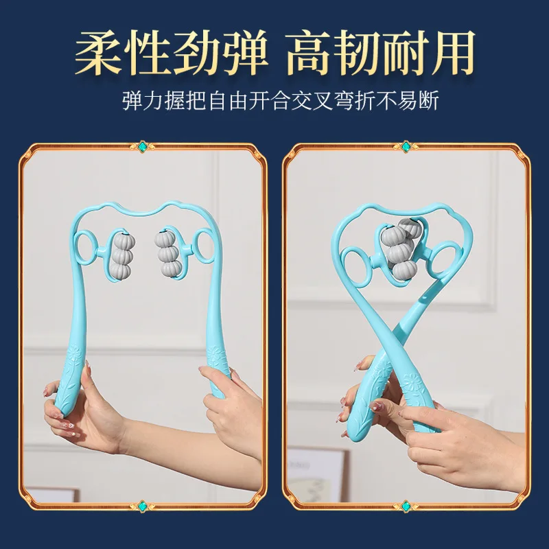 6- مشبك تدليك يدوي متعدد الوظائف للكتف والرقبة جهاز عجن قطني بعجلتين للاستخدام المنزلي