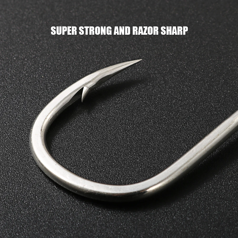 JIGGING PRO 8062-5X Hochkarbon-Stahl Einzel-Assist-Haken 1/0-7/0 mit Ring für Salzwasser-Jigging und Lebendköder zum Thunfischfang – Detail 6