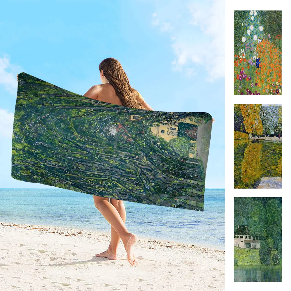 Classics Symbolism Gustav Klimt Vienna Secession Garden Big Microfiber Beach Towels Quick Dry Towel Sand Beach Towel Pool Towel