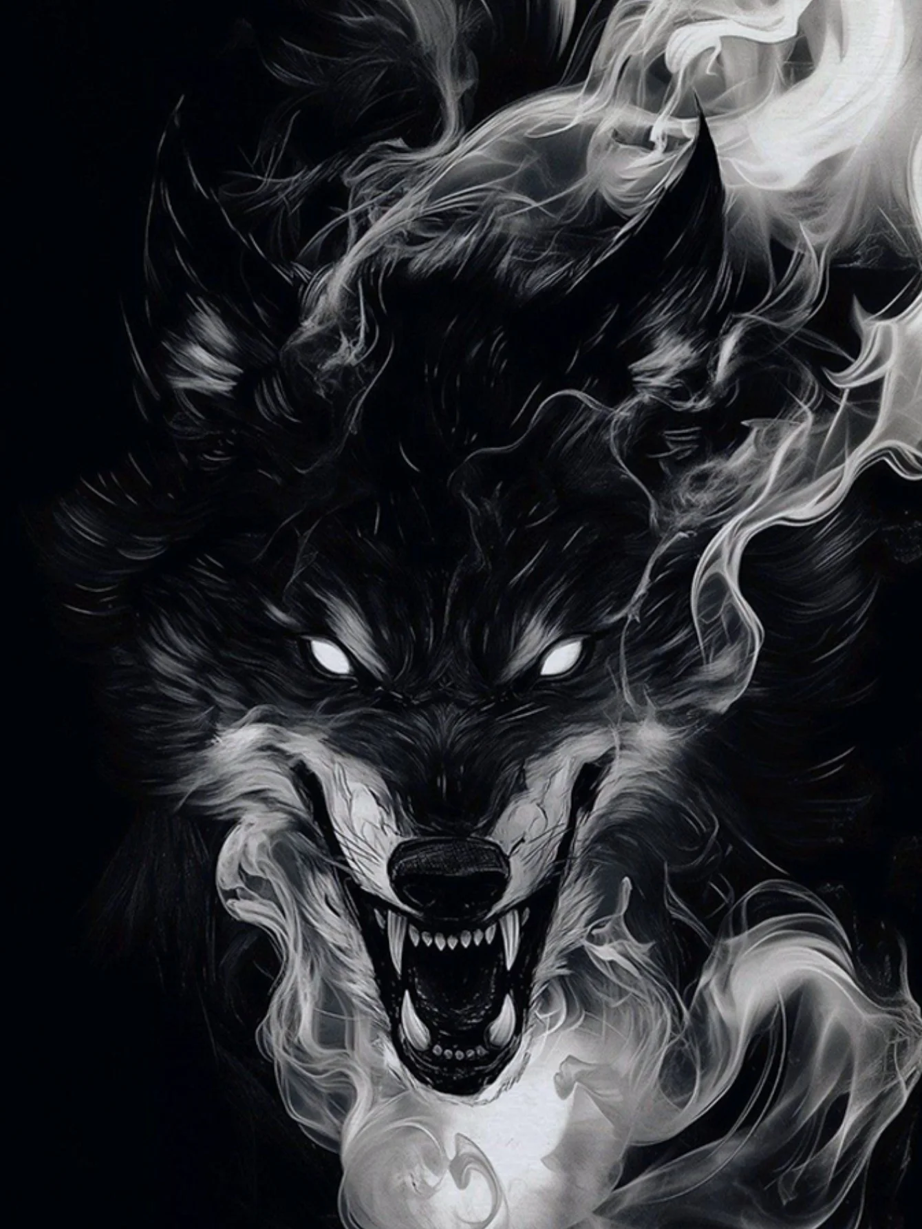 تي شيرت بطبعة جرافيك شرسة باللونين الأبيض والأسود | تي شيرت كاجوال برقبة دائرية للرجال | للملابس الرياضية في الشوارع الخارجية #5