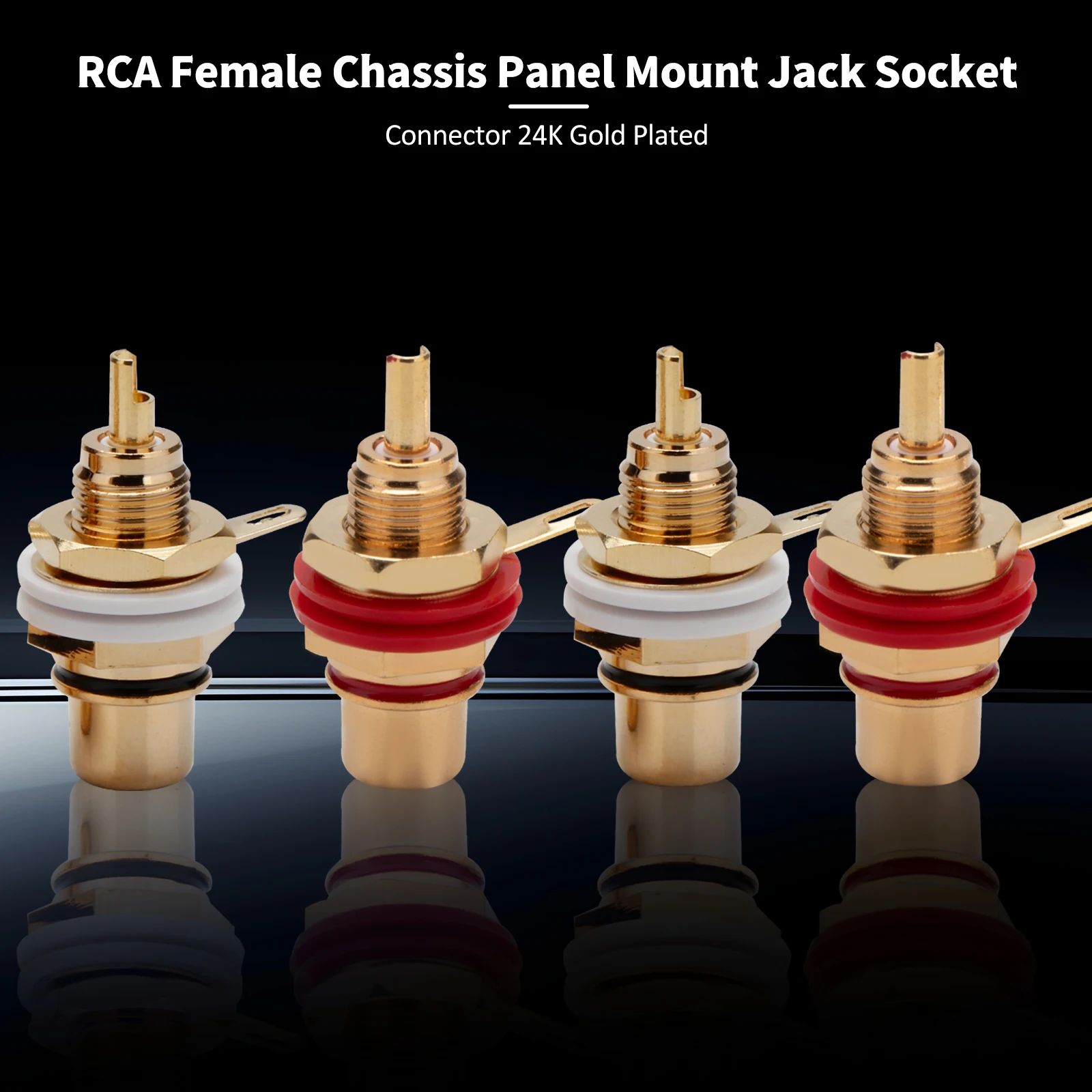 RS3015 HiFi RCA Female Socket Gold Plated RCA Phono Chassis Panel Mount Female Socket Adapter for HiFi Audio TV CD AMP