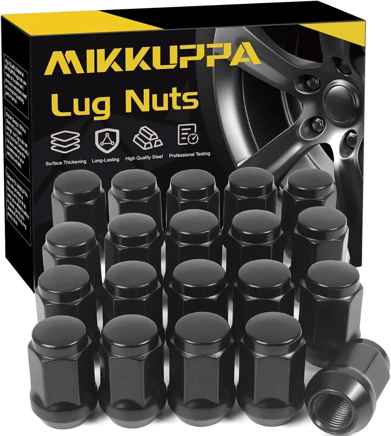 MIKKUPPA 20pcs 1/2-20 Lug Nuts for Jeep Wrangler/ Liberty/ Grand Cherokee Aftermarket Wheel Black or Chrome Closed End Lug Nuts