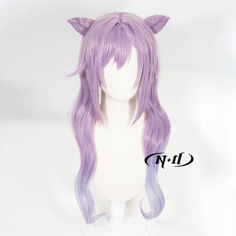 Parrucca cosplay ND Keqing Genshin Impact Parrucca per capelli cosplay Parrucchino sintetico resistente al calore per festa a tema costume Comic Con Coser