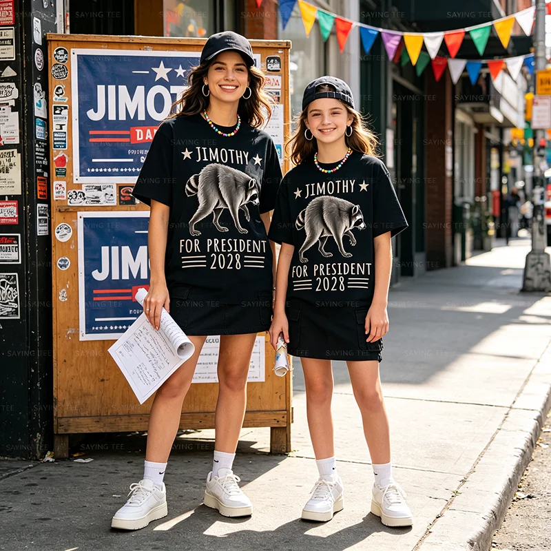 Viral Raccoon Timothy Jimothy for President 2028 Funny Meme T-Shirt Y2k Humor Campaign Sarcastic Joke Graphic Saying Tee Clothes