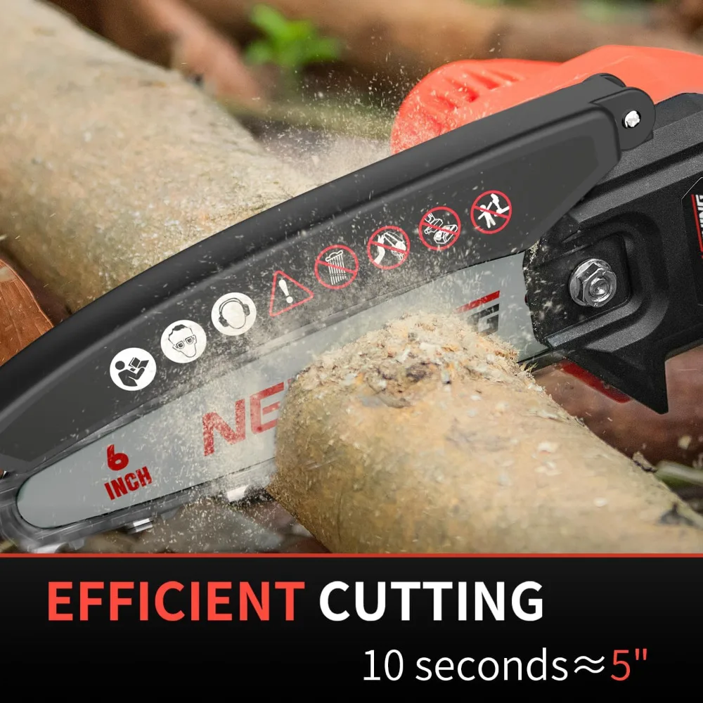

Mini Cordless Chainsaw Kit, Upgraded 6" One-Hand Handheld Electric Portable Chainsaw, 21V Rechargeable Battery Operated