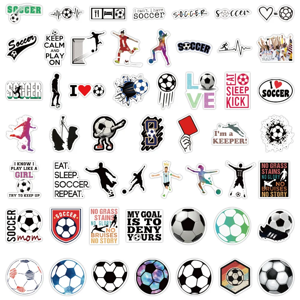 10/30/50PCS New Cartoon Soccer Sports Personalized Creative Sticker GuitarComputer Phone Skateboard Waterproof Sticker Wholesale