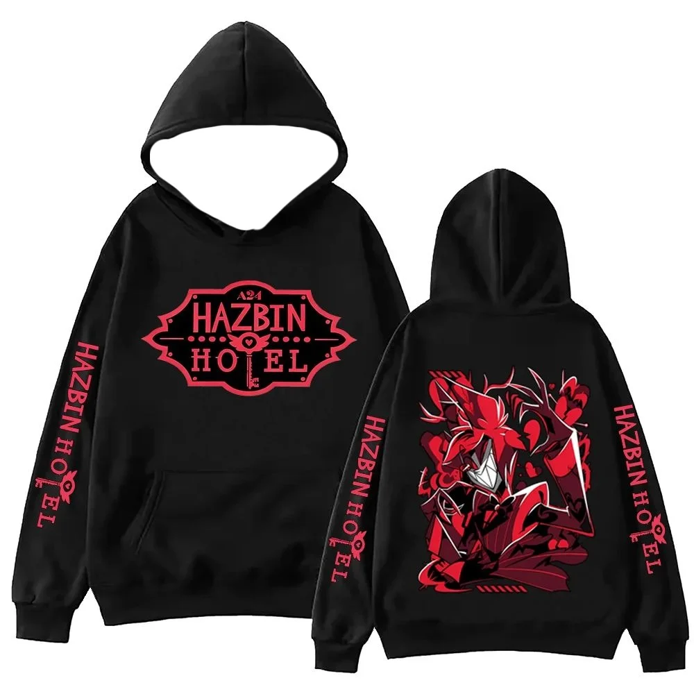 سترة بقلنسوة جمالية داكنة لفندق Hazbin الجديدة لخريف وشتاء 2025: تصميم شخصيات متباينة مطبوعة ثلاثية الأبعاد #2