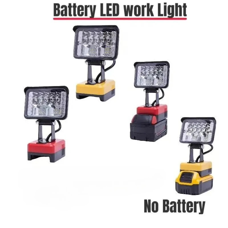 

Flashlight LED Work Light Dual USB Charger Flood Focus Light Torch For Milwaukee For Dewalt 18V Li-Ion Batteries(No Batteries)