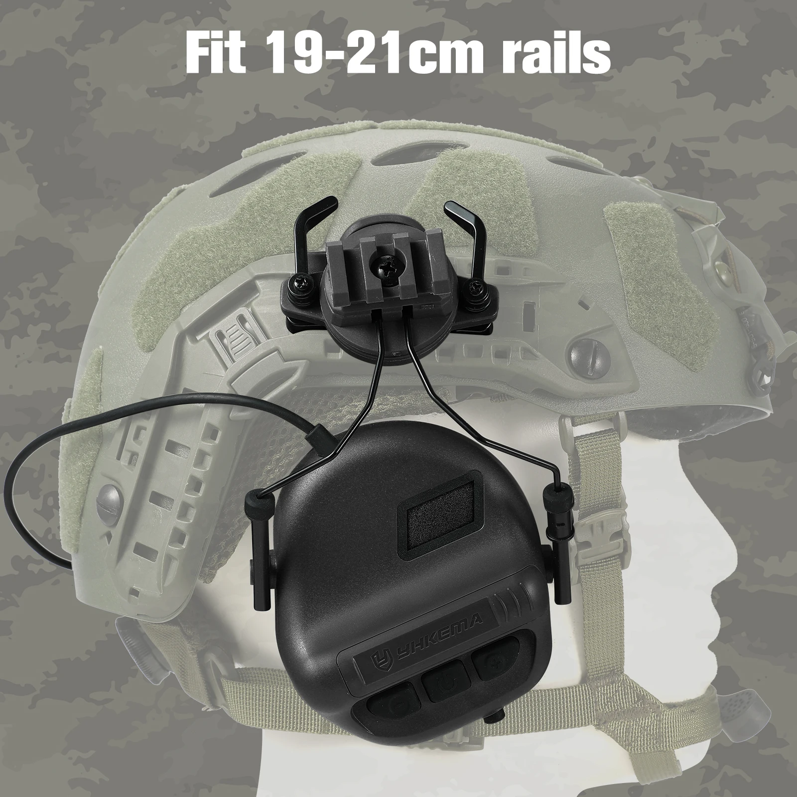 YHKEMA E80 Shooting Earmuffs Tactical Hunting Headset Electronic Hearing Protector Active Noise Reduction with PTT Adapter
