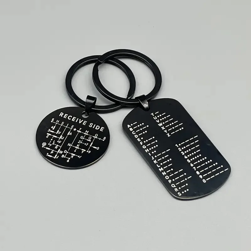 Stainless Steel Morse Code Keychain Double-Sided Alphanumeric Tag Educational Car Pendant Gift for Radio Amateurs Unisex image 2