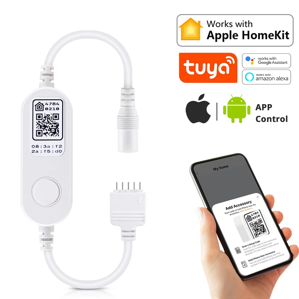 

DC 12V WIFI RGBW RGBWW LED Strip Light Controller Apple Homekit Siri Voice / Tuya Smart Life Work with Alexa ,Google Home