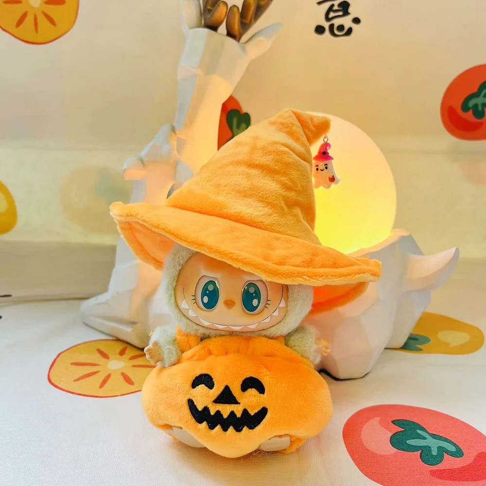 

For 17cm Labubu Outfit Clothes Hoodies Pumpkin Set Clothing Dolls Accessories For Halloween Cute Decoration Give Gifts